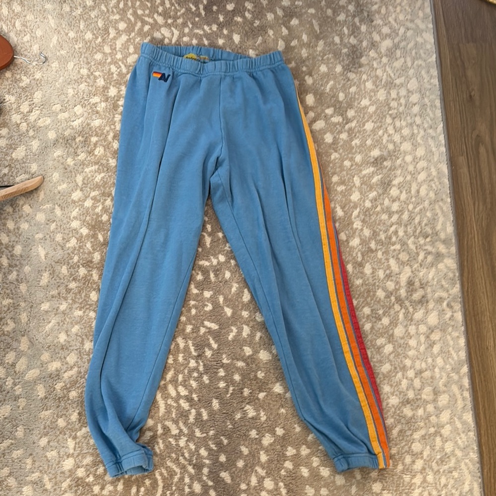 Blue Joggers with Multicolor Stripe